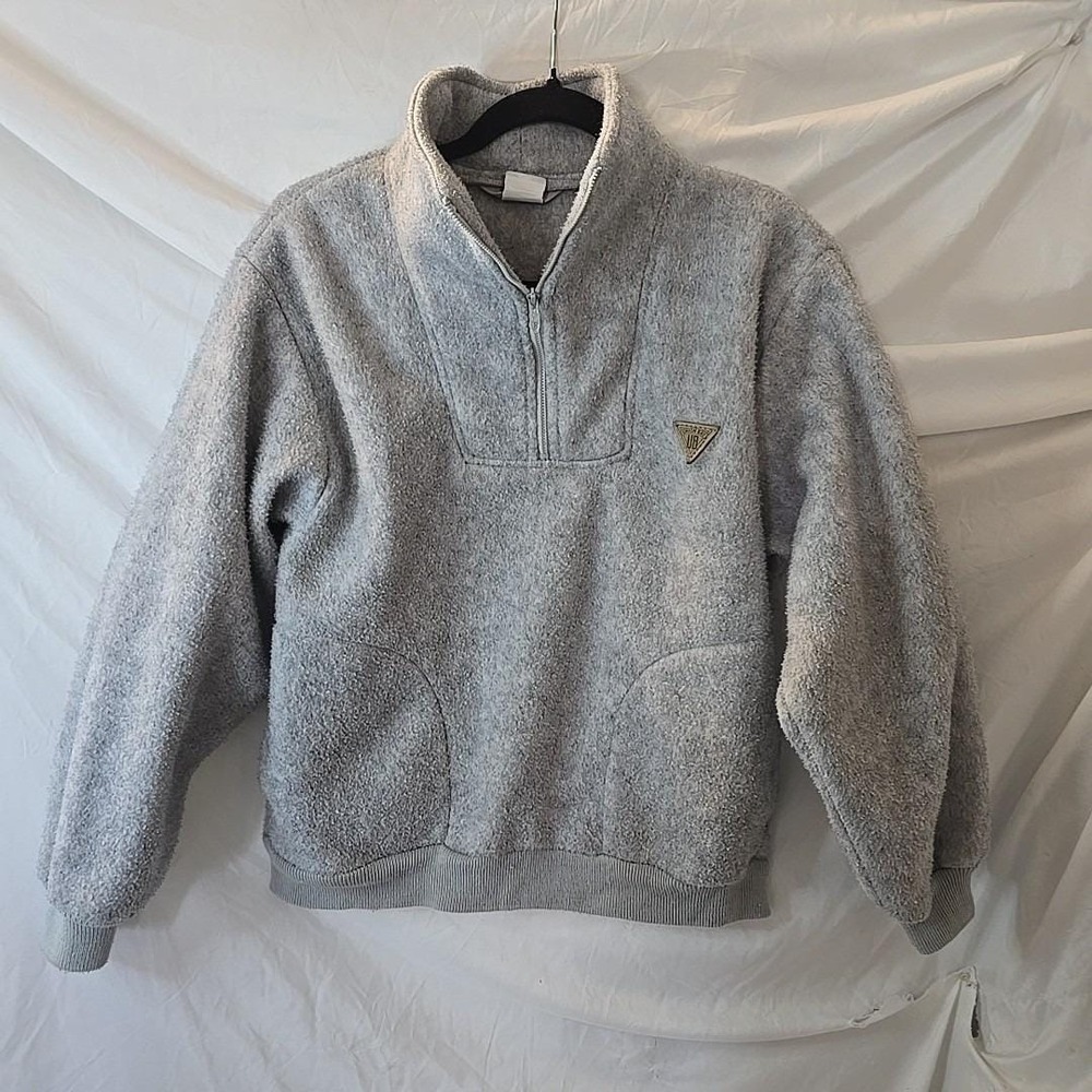 Vintage Unionbay Fleece Pullover Gray Sz S USA Made‎ 1/4 Zip Mock Deep Pile